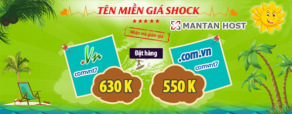 Giảm giá tên miền .vn và .com.vn tháng 7