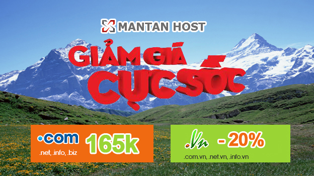 Giảm giá 20% tên miền .vn .com.vn .net.vn .info.vn